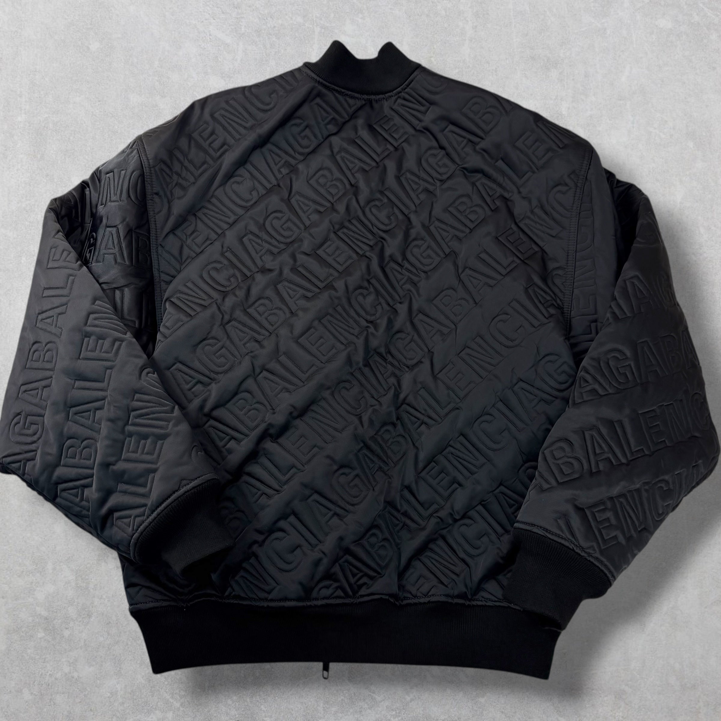 Balenciaga All Over Logo Quilted Bomber 42 (L)