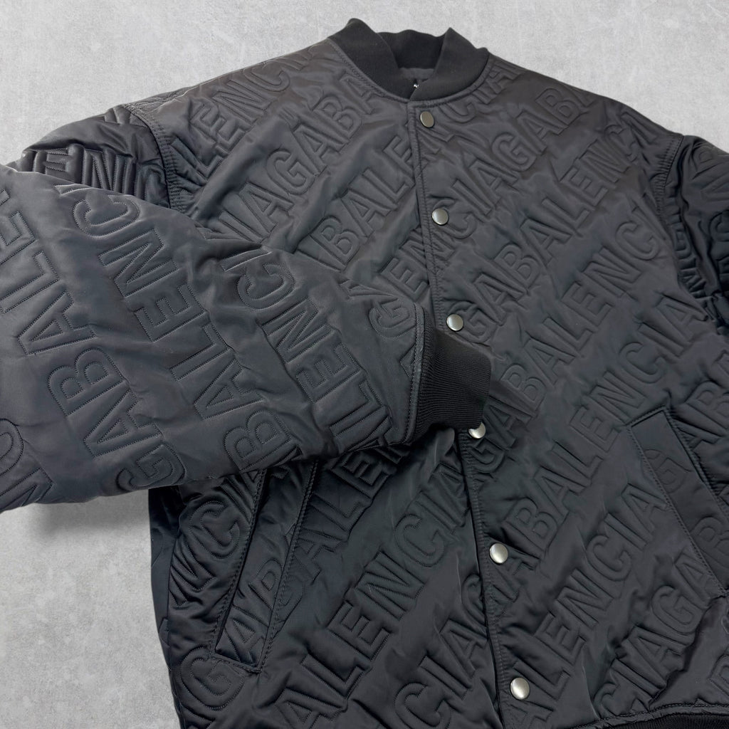 Balenciaga All Over Logo Quilted Bomber 42 (L)