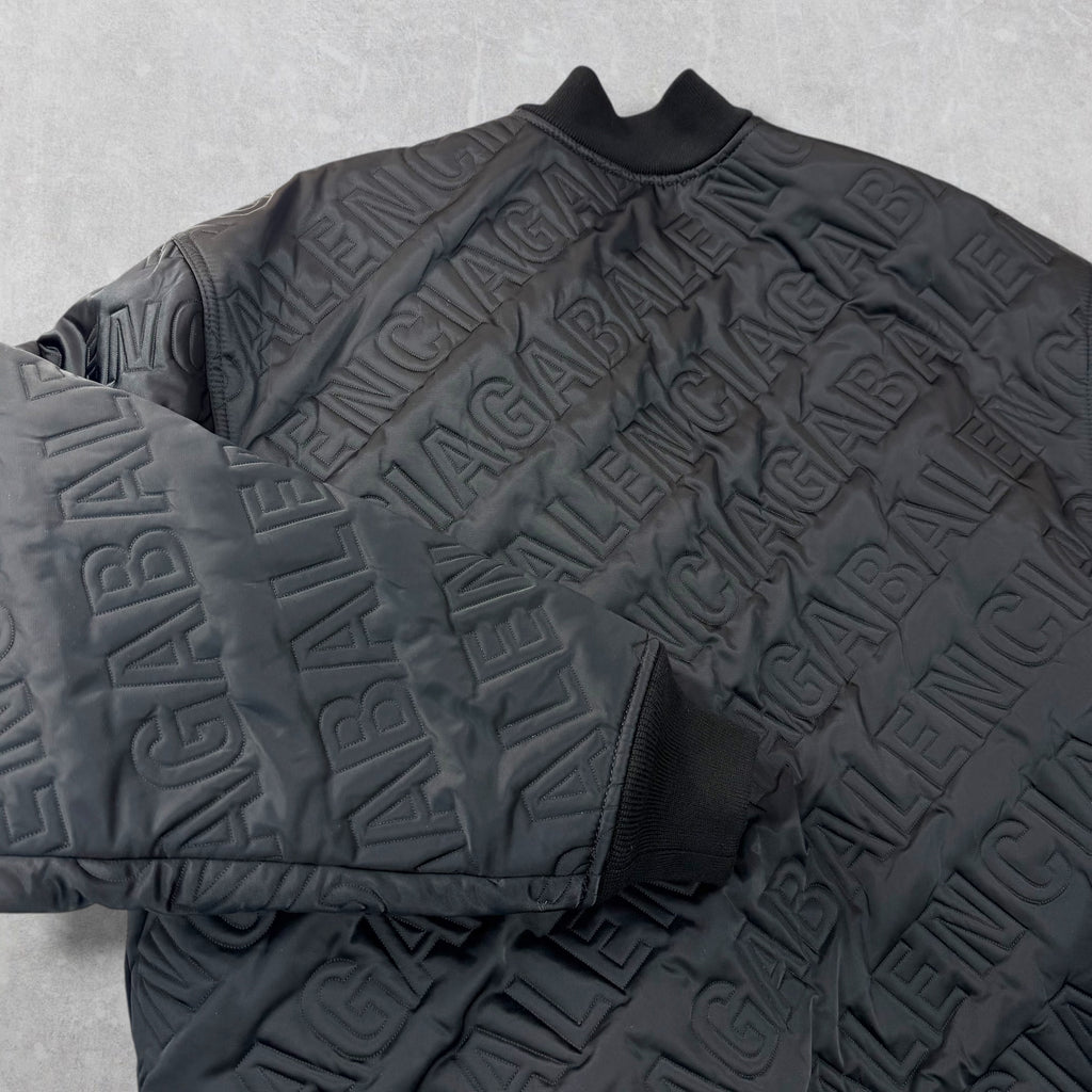 Balenciaga All Over Logo Quilted Bomber 42 (L)