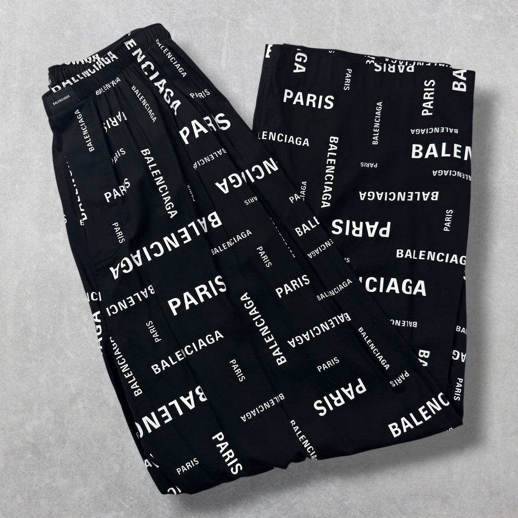 Balenciaga All Over Diagonal Logo Pajama Pants L