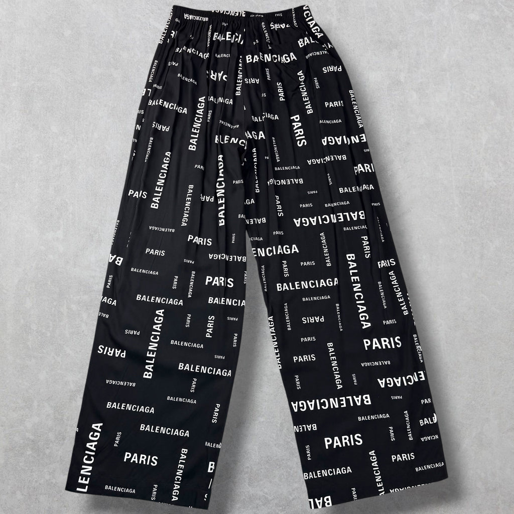 Balenciaga All Over Diagonal Logo Pajama Pants L