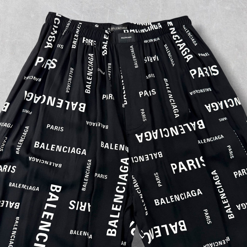Balenciaga All Over Diagonal Logo Pajama Pants L