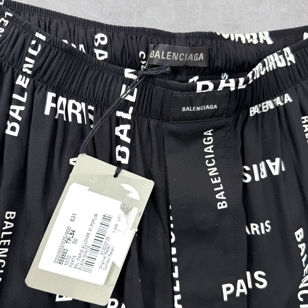 Balenciaga All Over Diagonal Logo Pajama Pants L