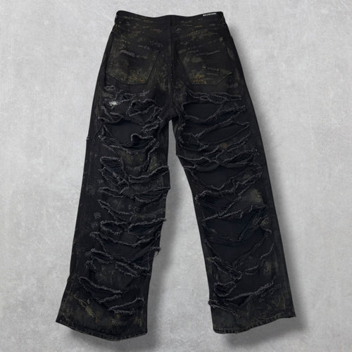 Balenciaga Super Destroyed Baggy Black Jeans L (36)