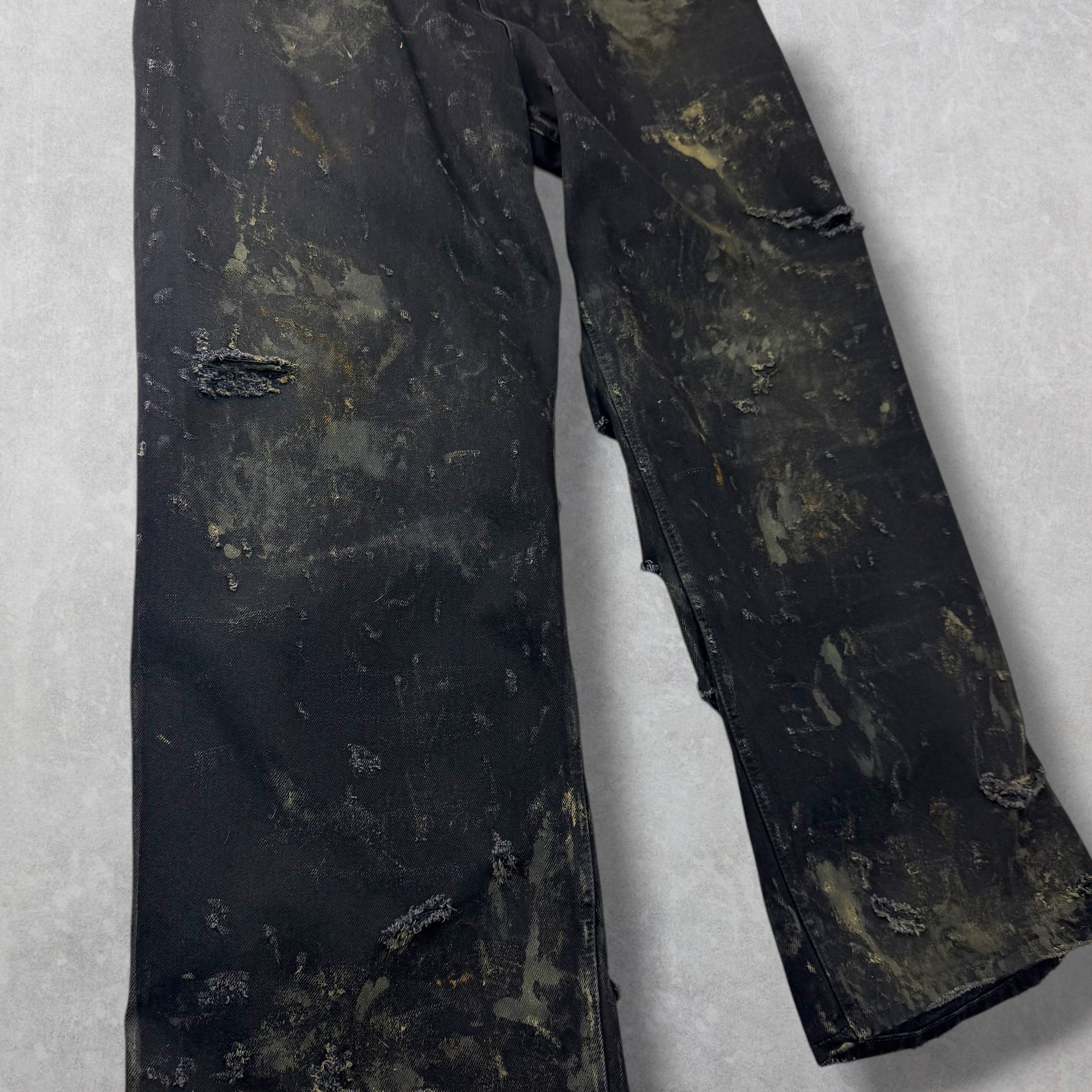 Balenciaga Super Destroyed Baggy Black Jeans L (36)