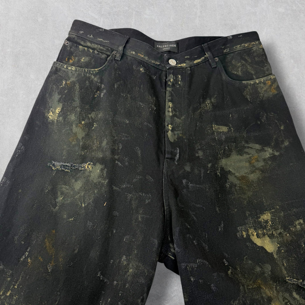 Balenciaga Super Destroyed Baggy Black Jeans L (36)