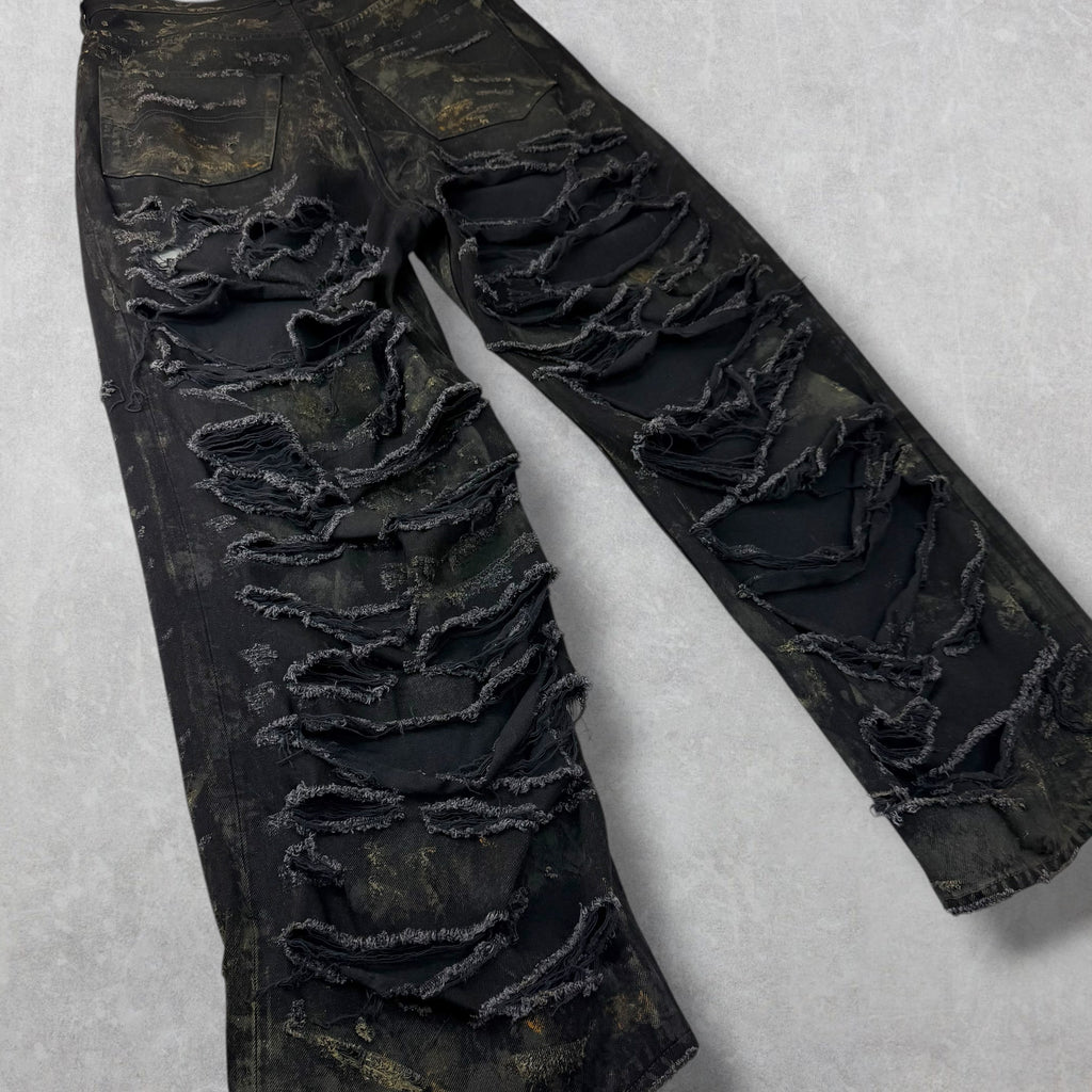 Balenciaga Super Destroyed Baggy Black Jeans L (36)