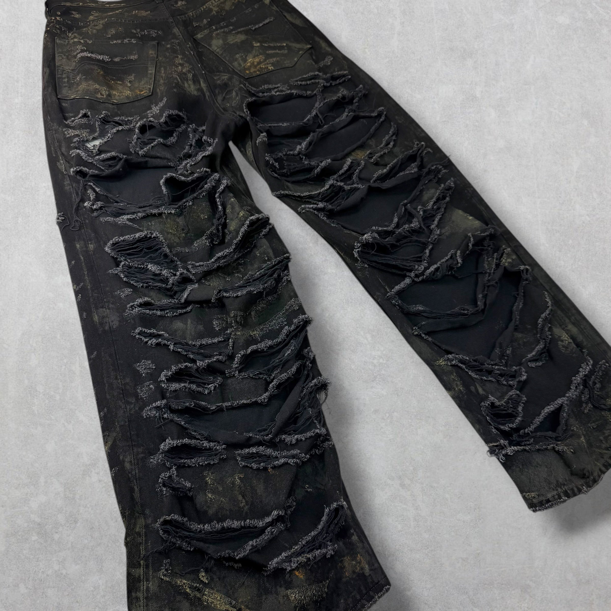 Balenciaga Super Destroyed Baggy Black Jeans L (36)