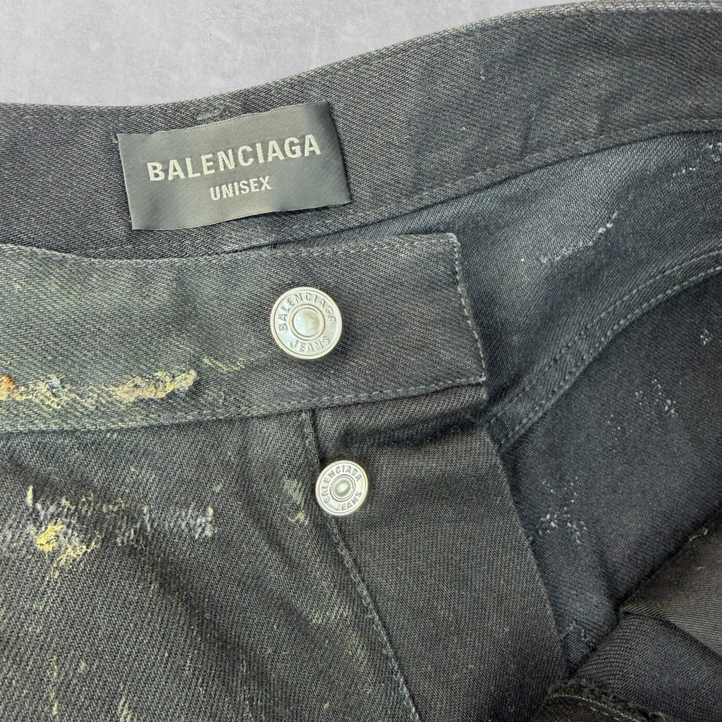 Balenciaga Super Destroyed Baggy Black Jeans L (36)