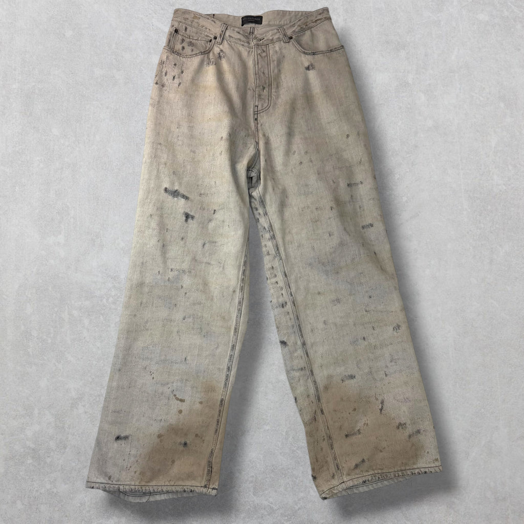 Balenciaga Super Destroyed Baggy Grey Jeans M (34)