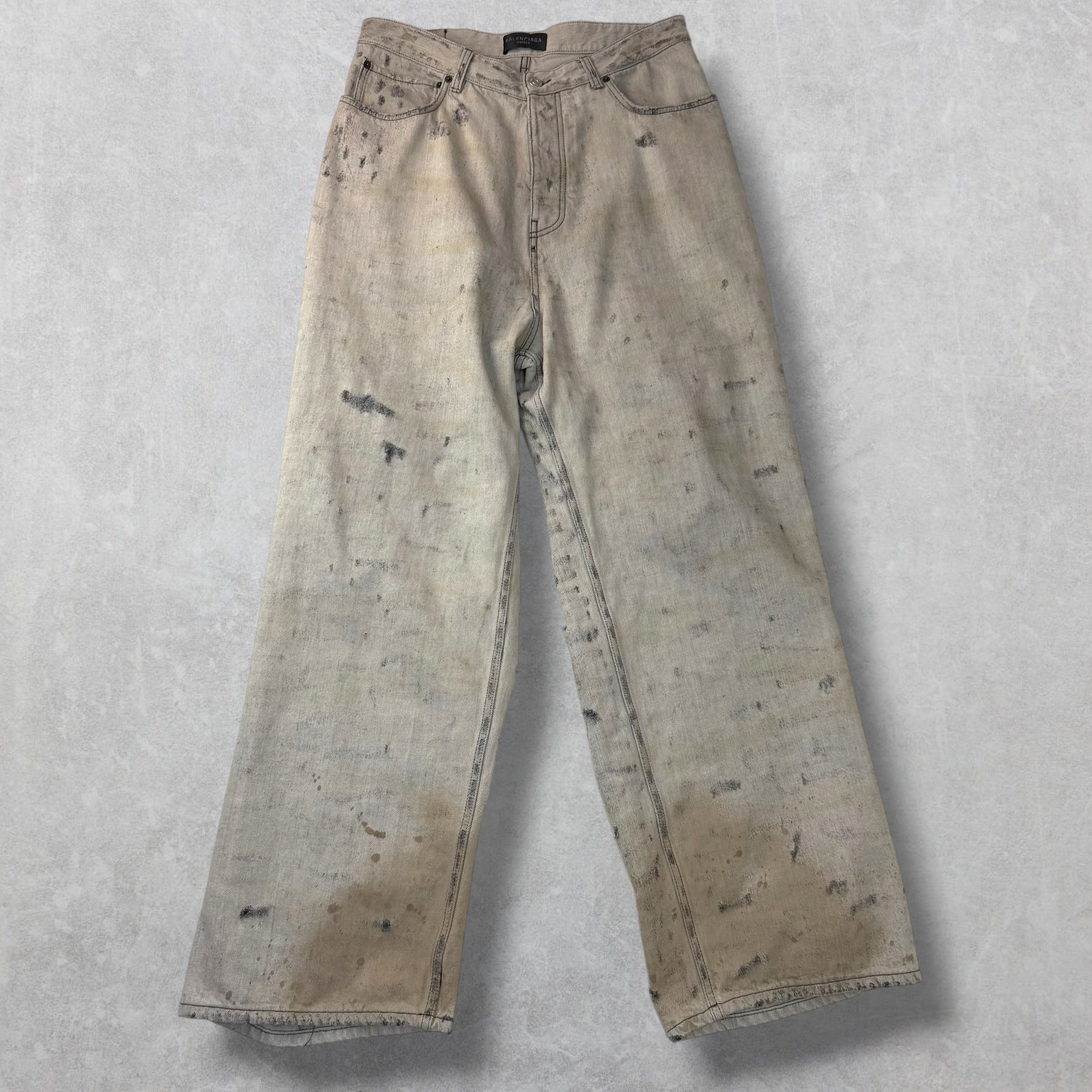 Balenciaga Super Destroyed Baggy Grey Jeans M (34)