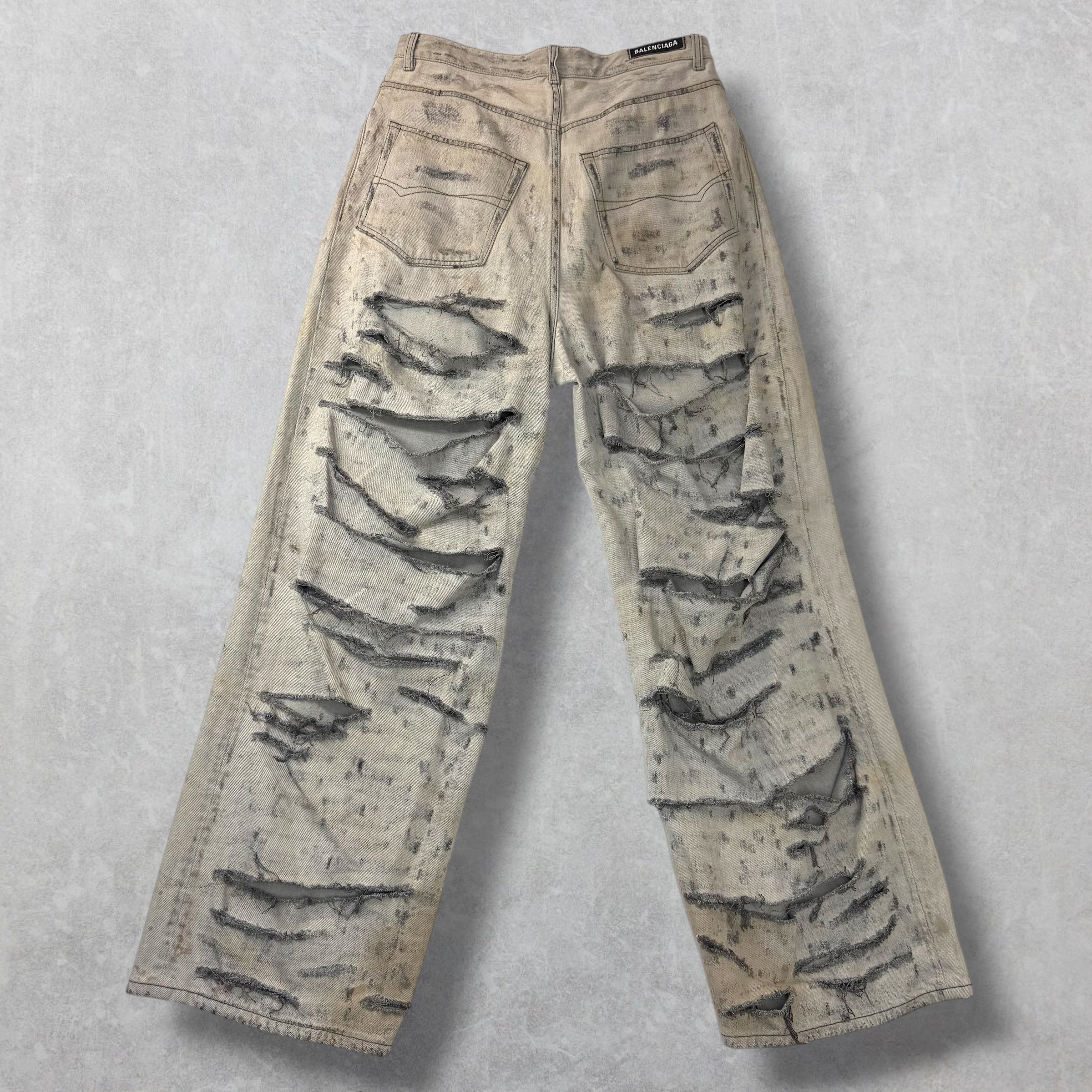 Balenciaga Super Destroyed Baggy Grey Jeans M (34)