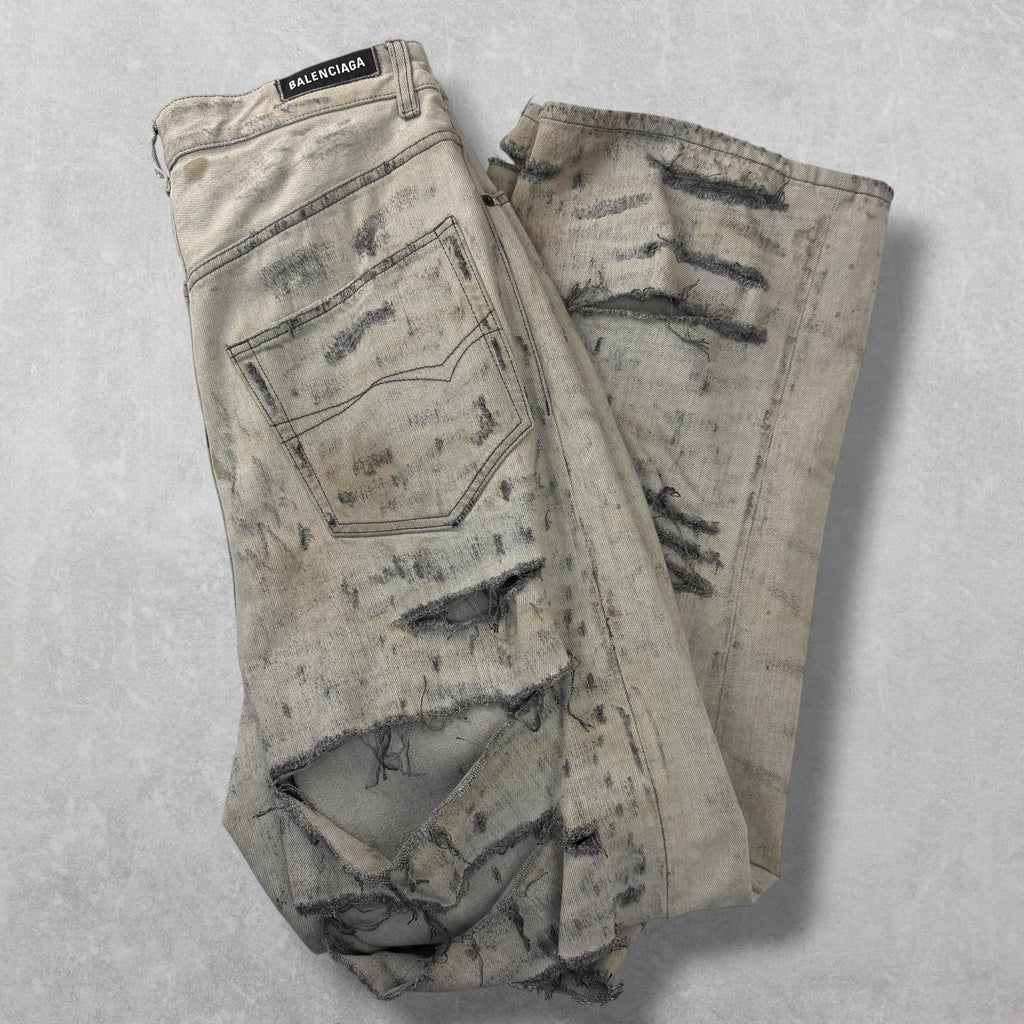 Balenciaga Super Destroyed Baggy Grey Jeans M (34)