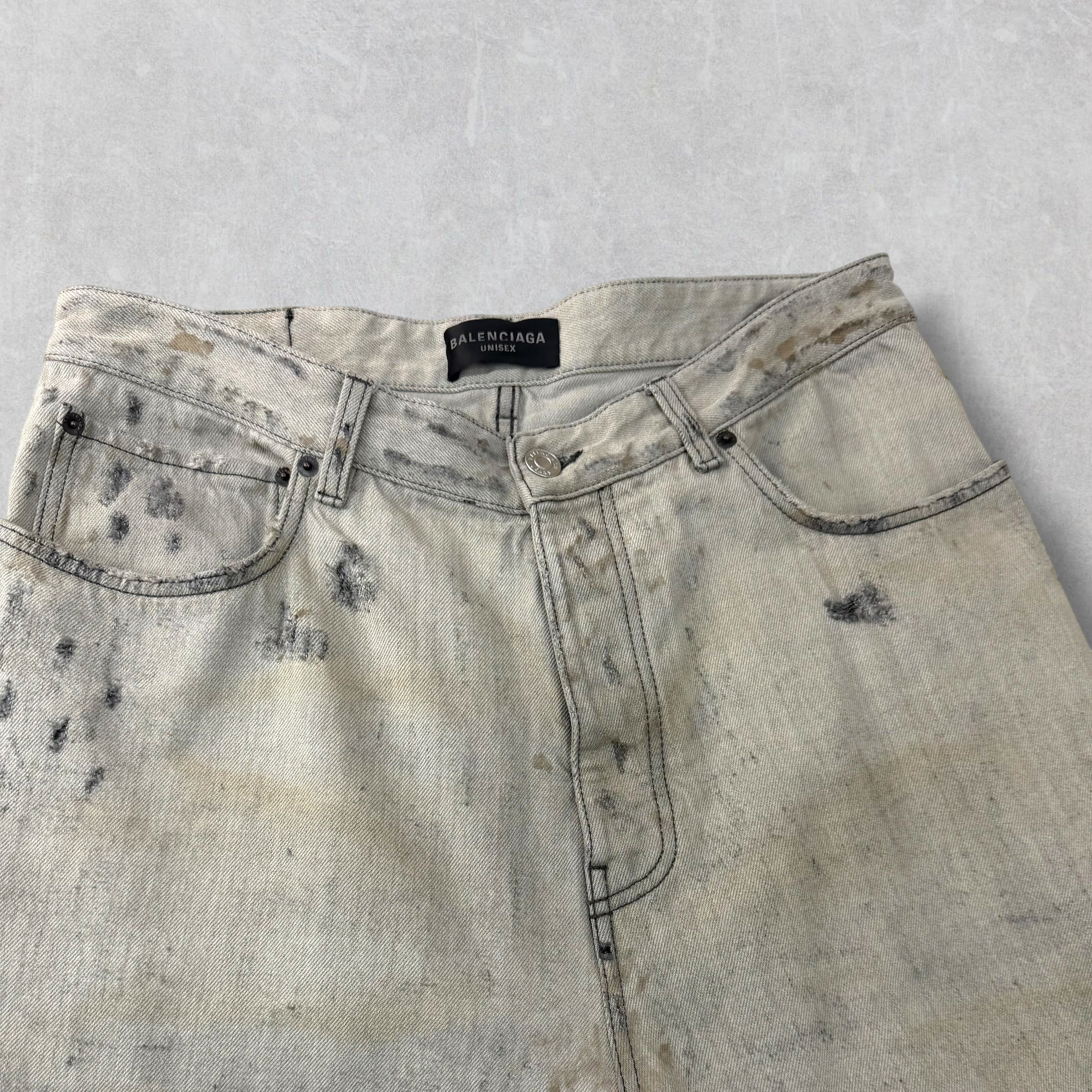 Balenciaga Super Destroyed Baggy Grey Jeans M (34)