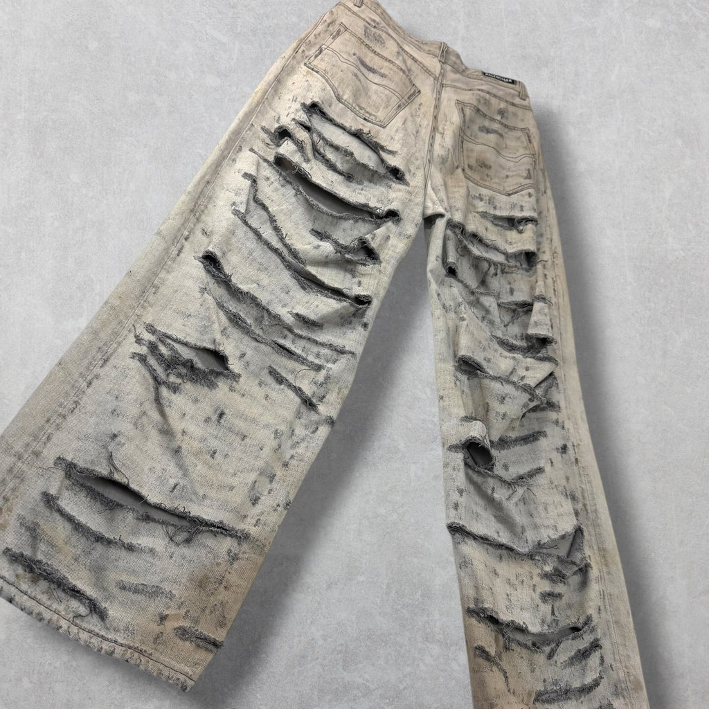 Balenciaga Super Destroyed Baggy Grey Jeans M (34)