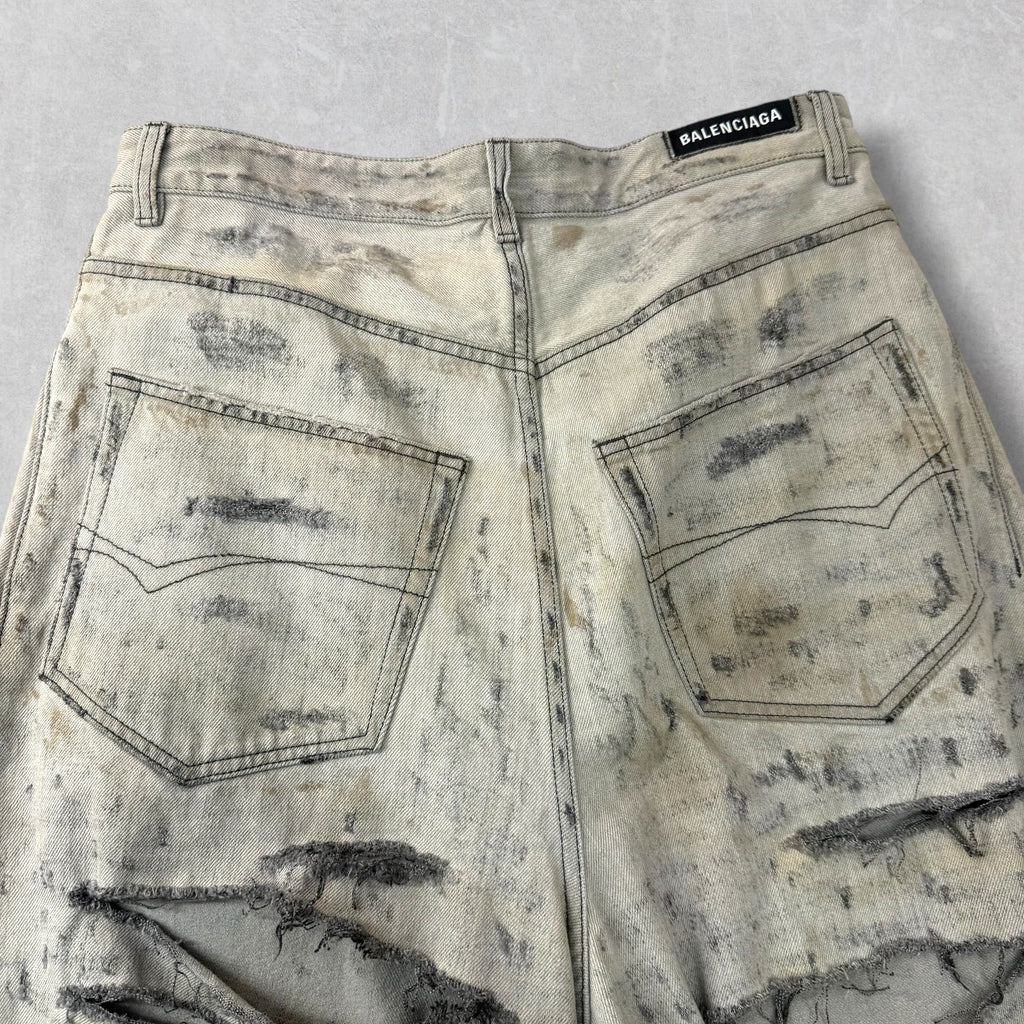 Balenciaga Super Destroyed Baggy Grey Jeans M (34)