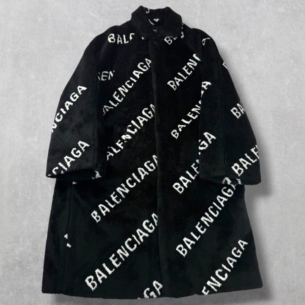 Balenciaga Logo Faux Fur Coat 44 (XL)