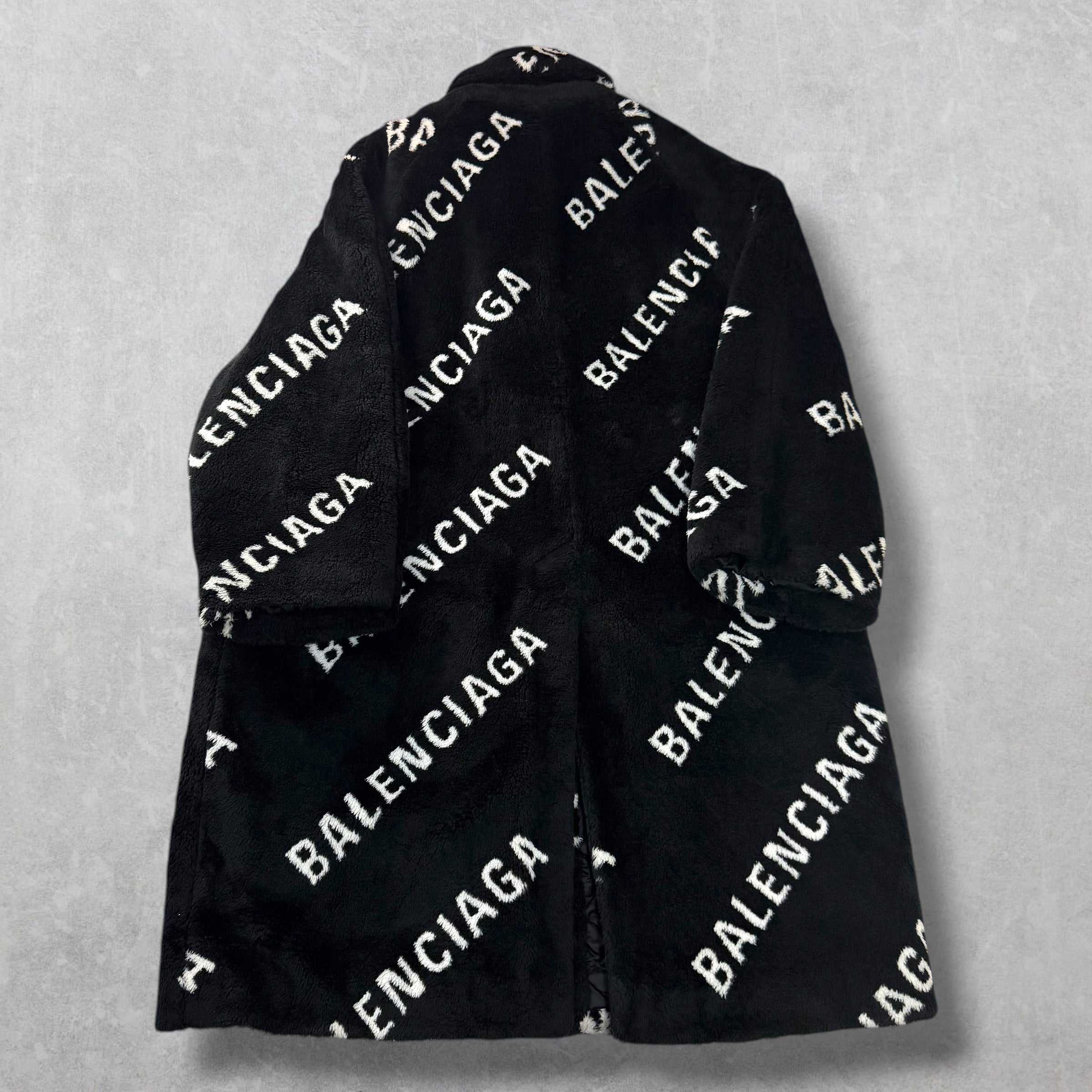 Balenciaga Logo Faux Fur Coat 44 (XL)