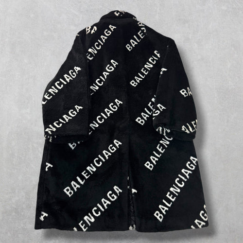 Balenciaga Logo Faux Fur Coat 44 (XL)