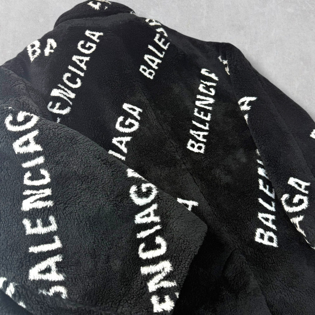 Balenciaga Logo Faux Fur Coat 44 (XL)