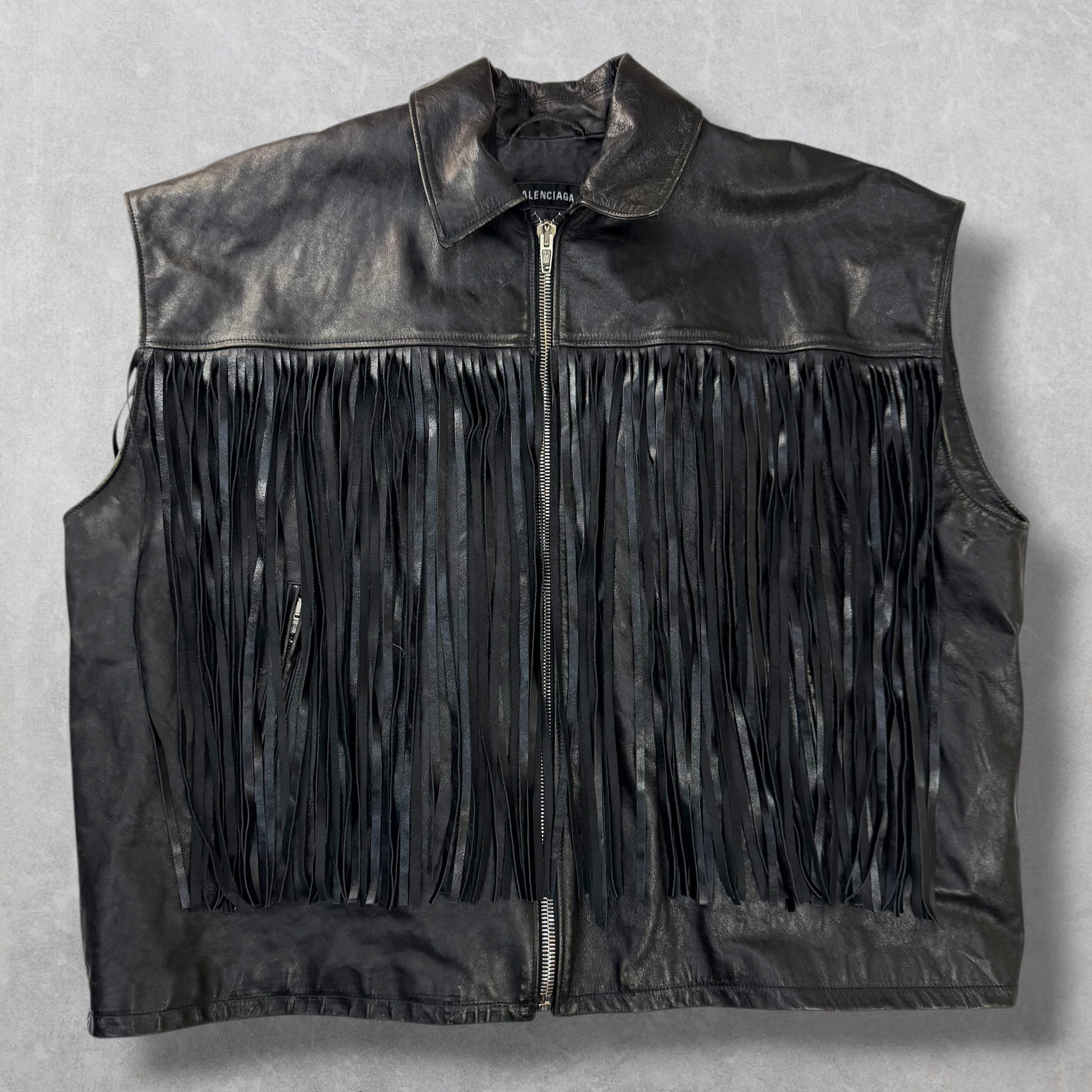 Balenciaga Fringe Taxi Leather Vest 44 (XXXL)