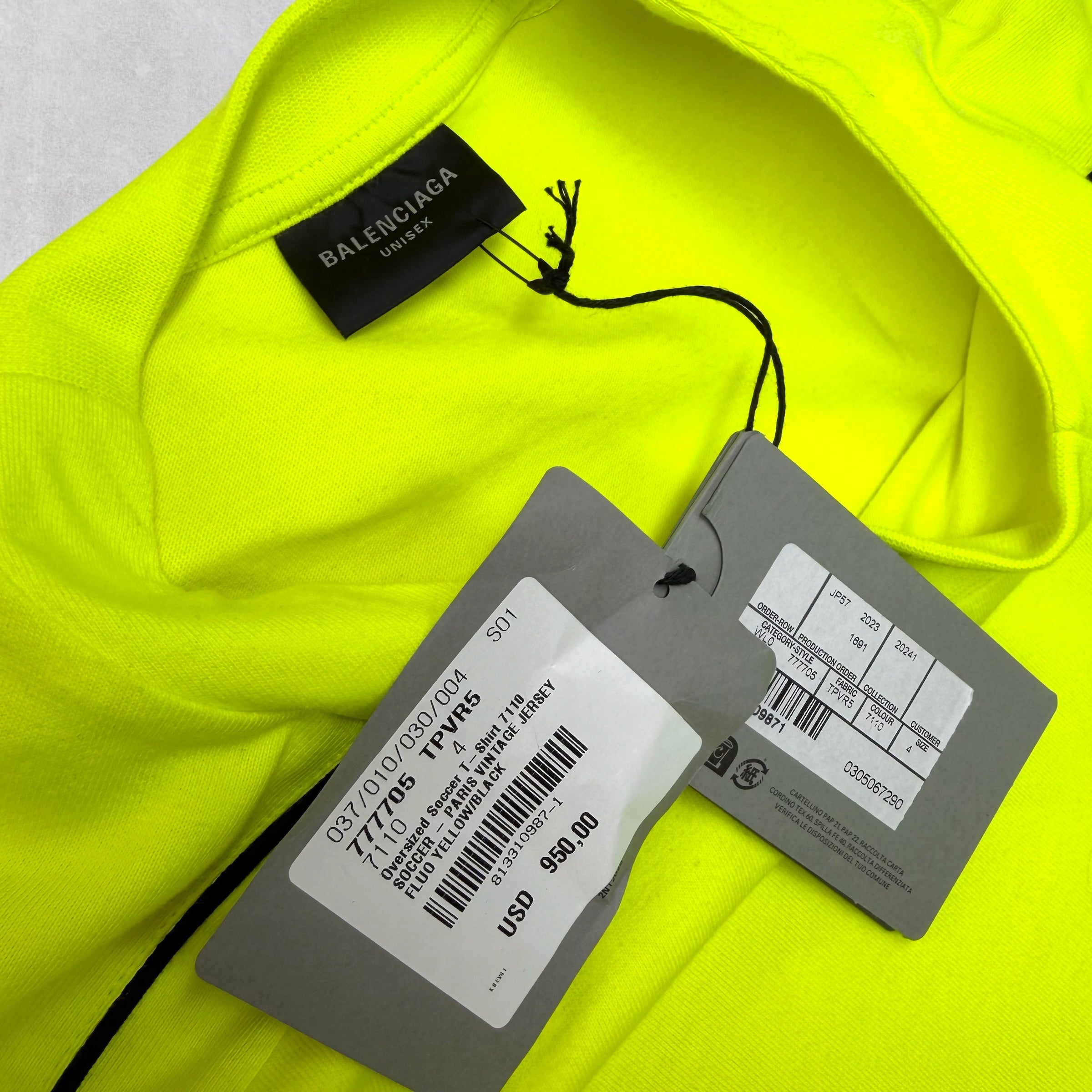 Balenciaga Paris Oversized Soccer Shirt Neon 4 (XXXL)