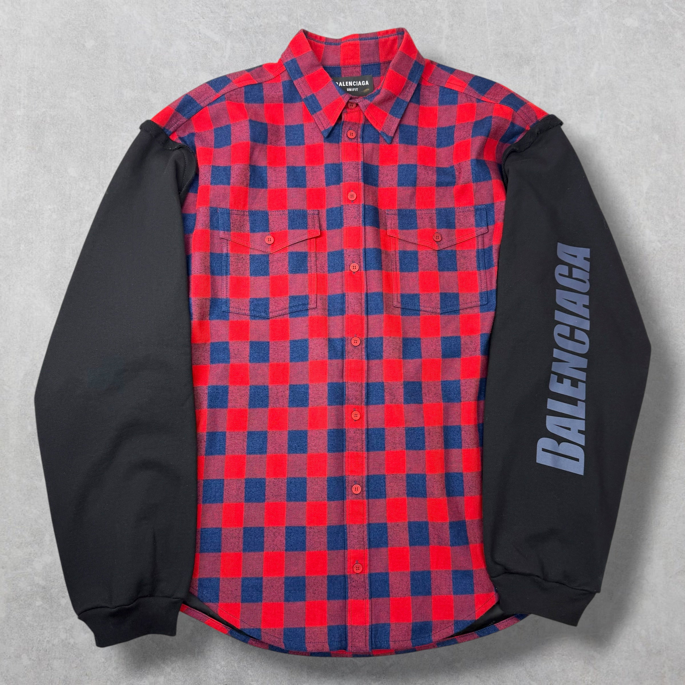 Balenciaga Layered Flannel Sweatshirt S (XL)