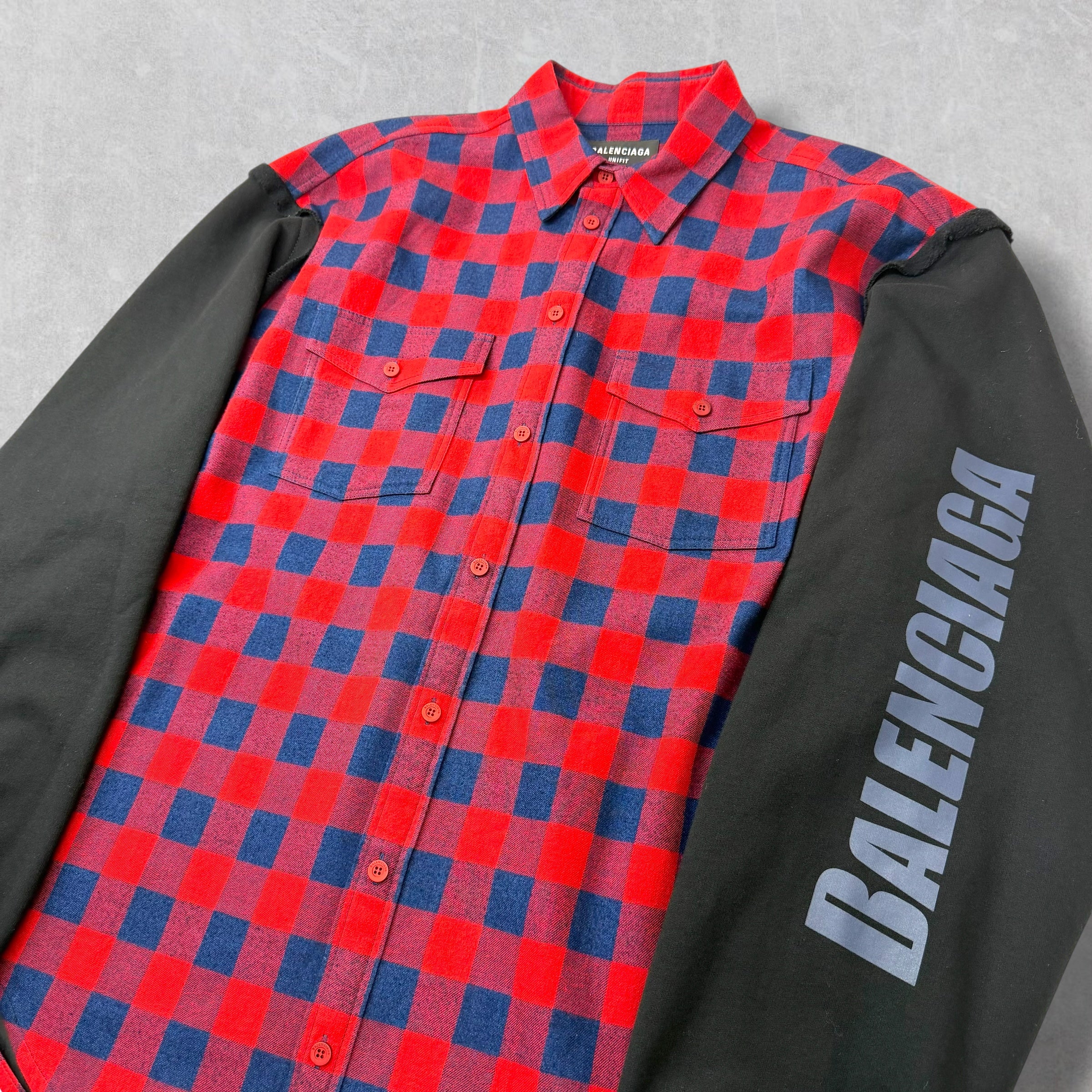Balenciaga Layered Flannel Sweatshirt S (XL)