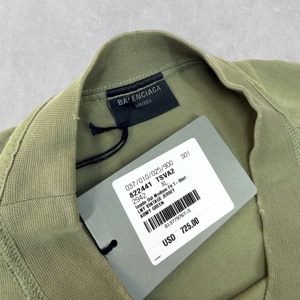 Balenciaga Inside Out Army Green Tee XL