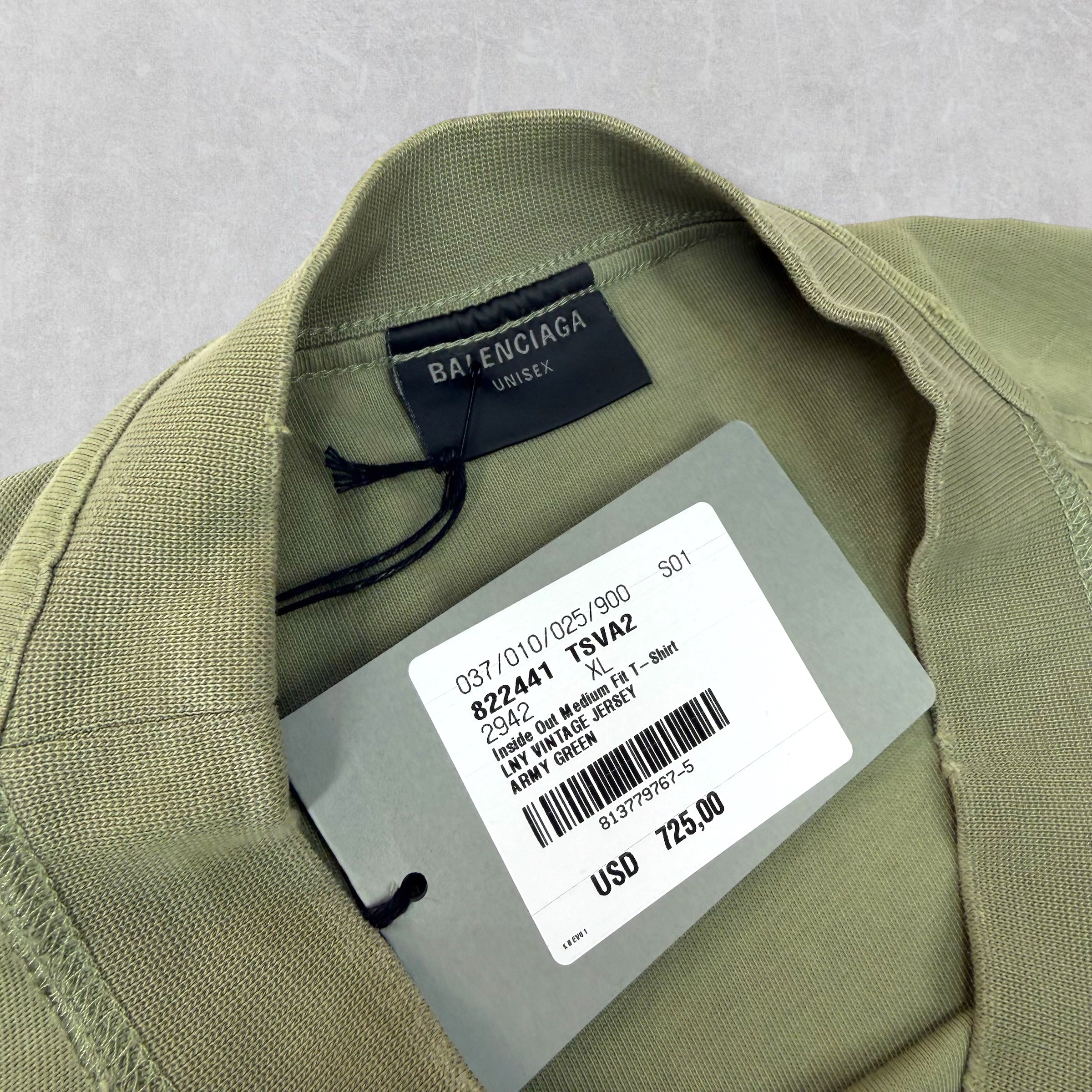Balenciaga Inside Out Army Green Tee XL