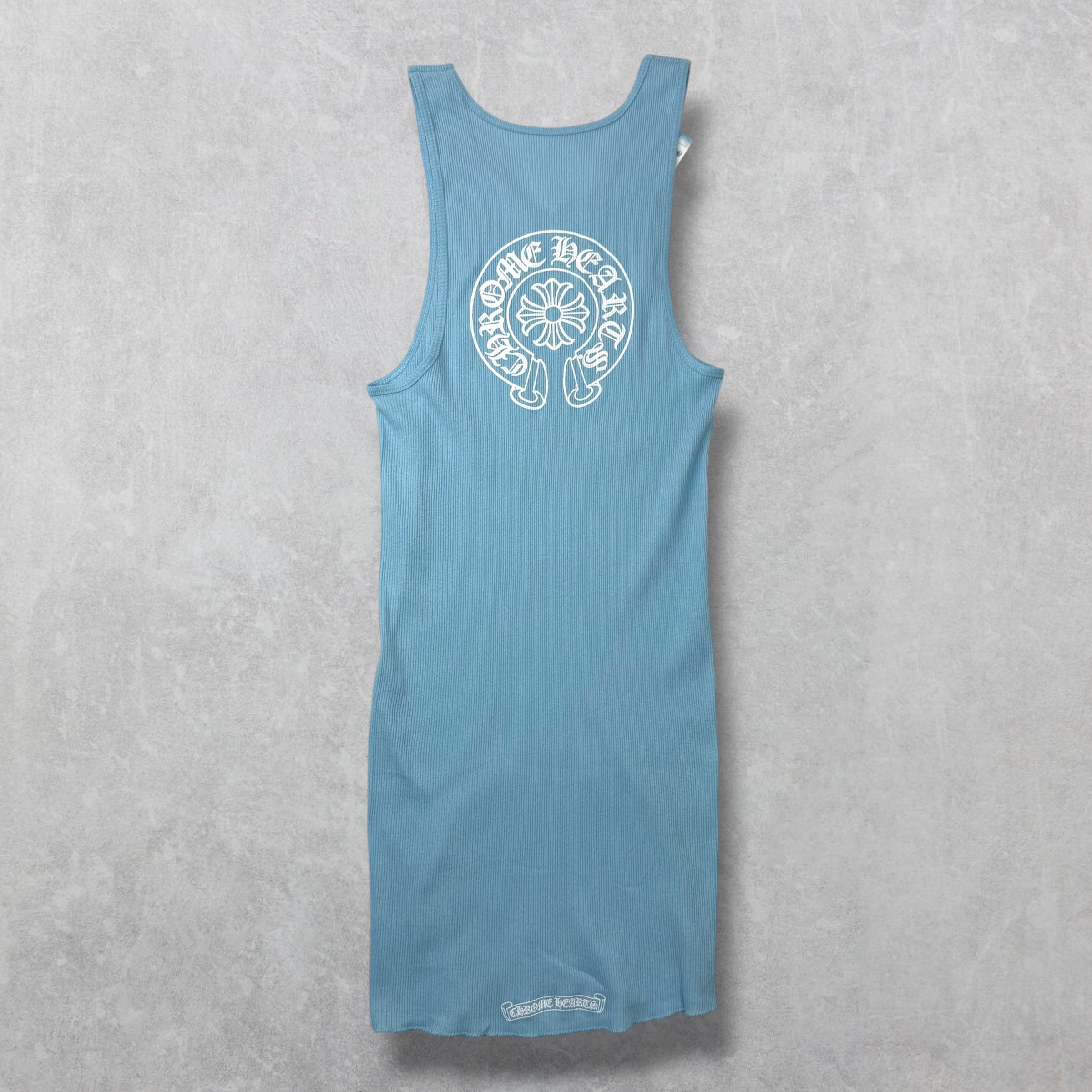 Chrome Hearts Horseshoe Baby Blue Ribbed Tank XL