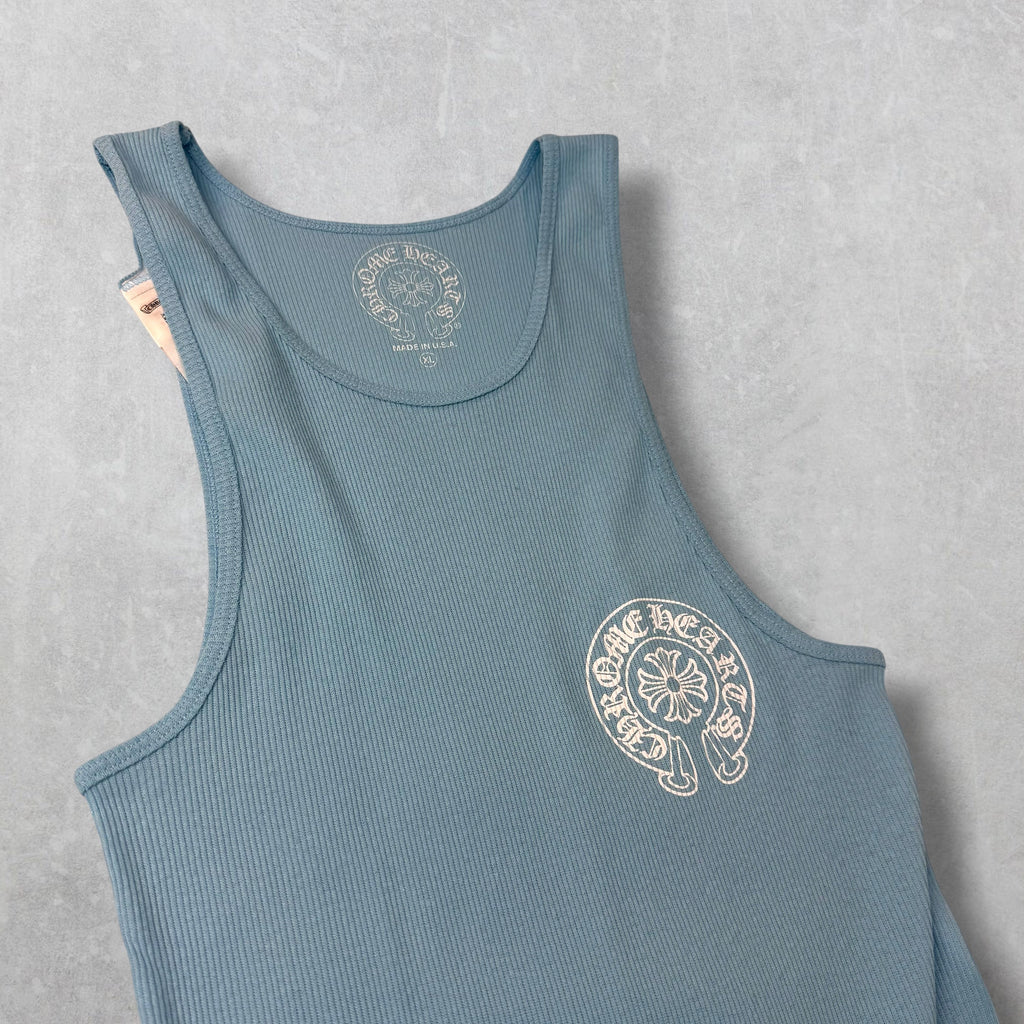 Chrome Hearts Horseshoe Baby Blue Ribbed Tank XL