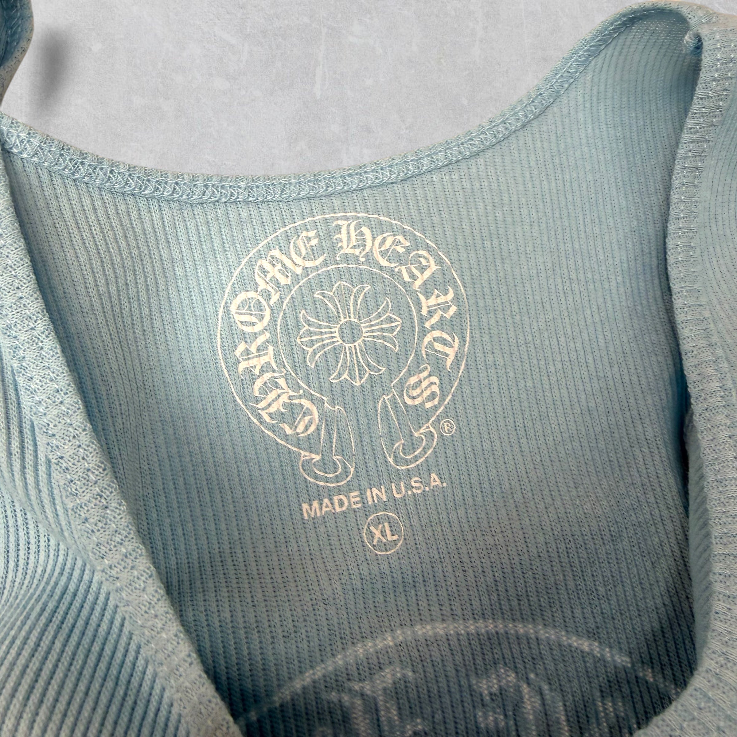 Chrome Hearts Horseshoe Baby Blue Ribbed Tank XL