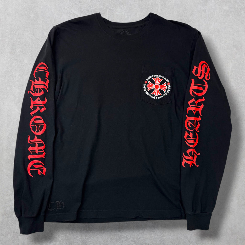 Chrome Hearts "Made in Hollywood" Red Plus Cross L/S L