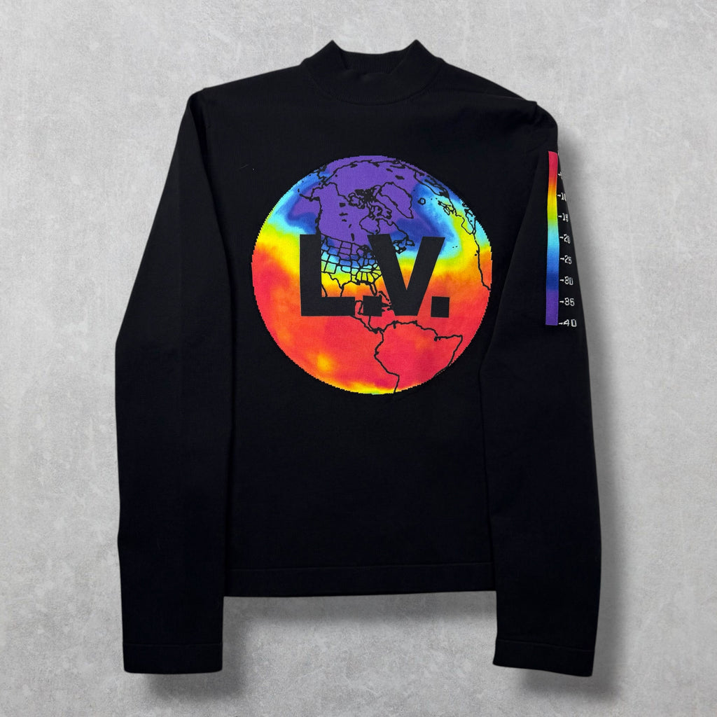 Louis Vuitton Printed Intarsia Globe Mock Neck XS