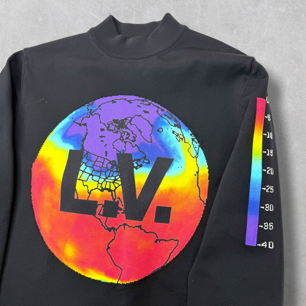 Louis Vuitton Printed Intarsia Globe Mock Neck XS