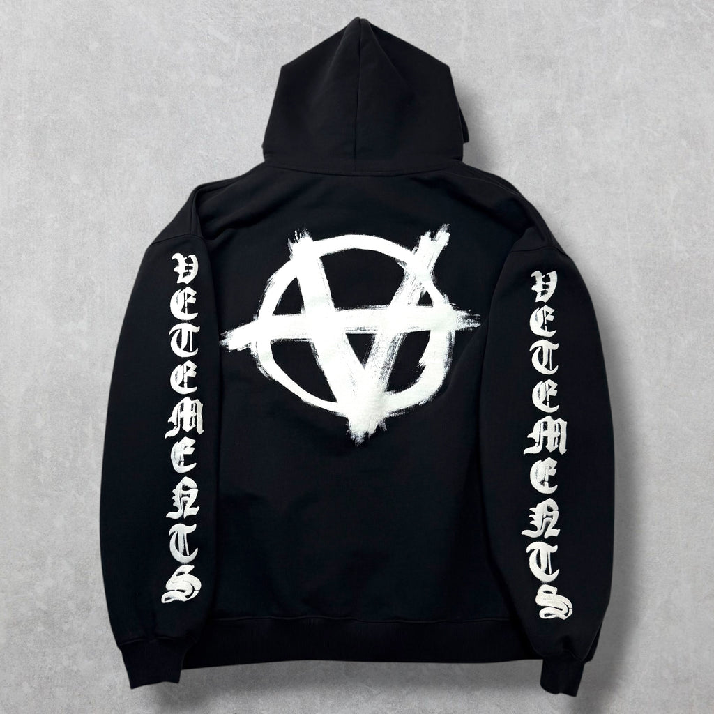 Vetements Double Anarchy Hoodie Black XS (XL)