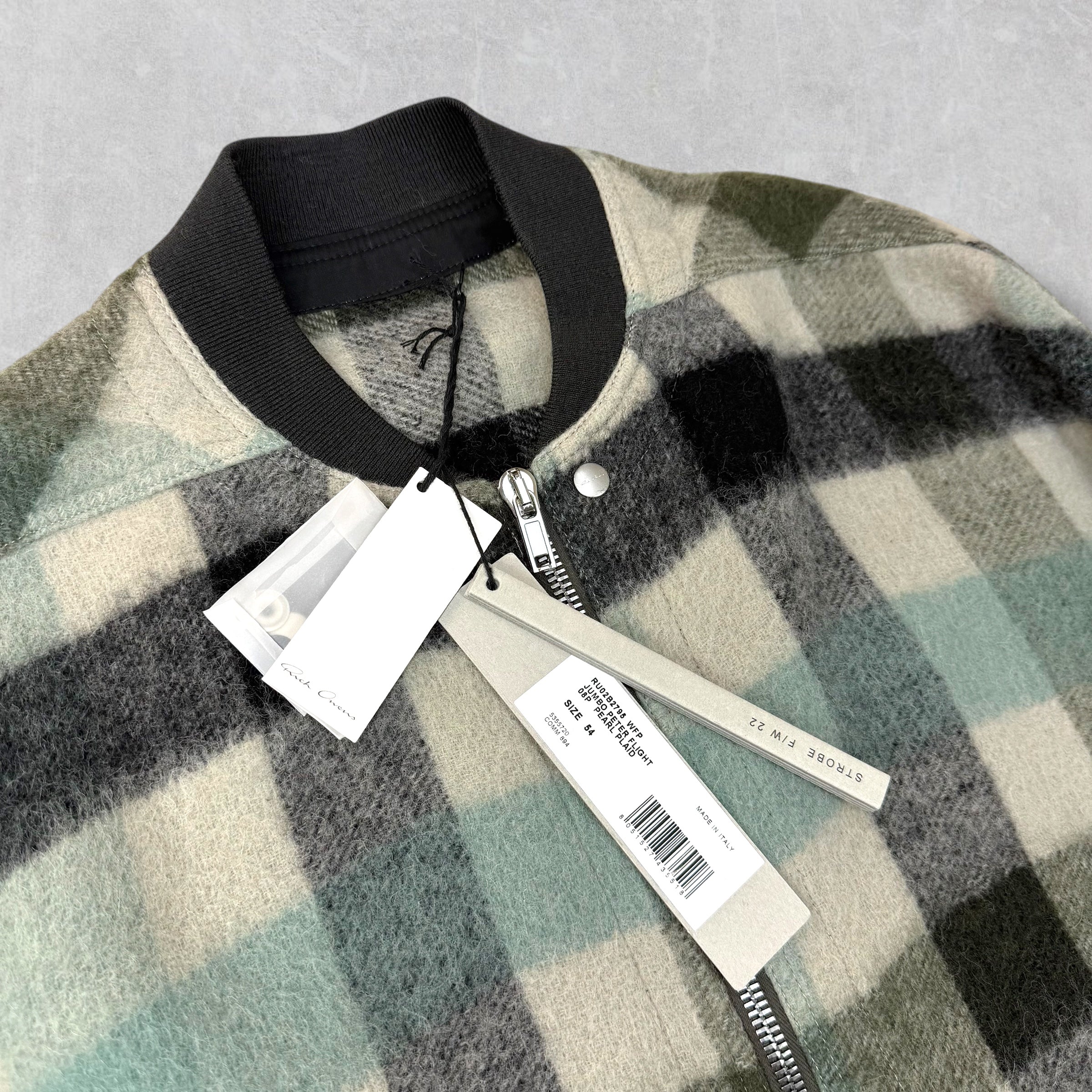 Rick Owens Jumbo Peter Flight Pearl Plaid Jacket 44 (XL)