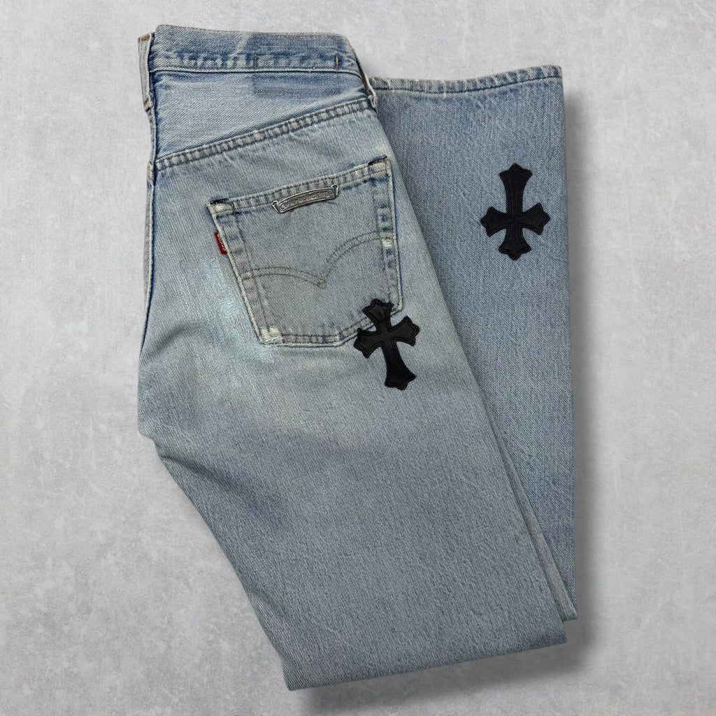 Chrome Hearts Cross Patch Levi's Light Wash Jeans 27