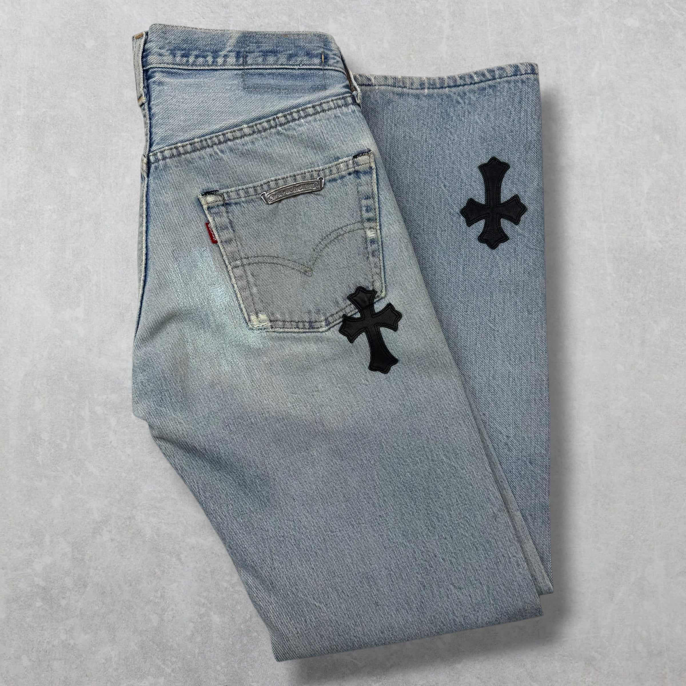Chrome Hearts Cross Patch Levi's Light Wash Jeans 27