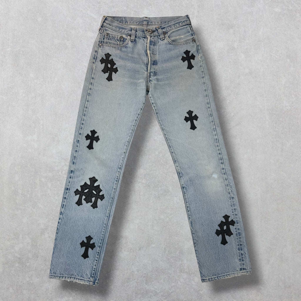 Chrome Hearts Cross Patch Levi's Light Wash Jeans 27