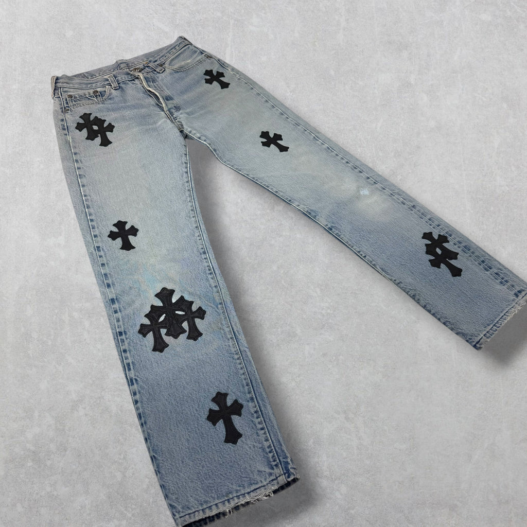 Chrome Hearts Cross Patch Levi's Light Wash Jeans 27