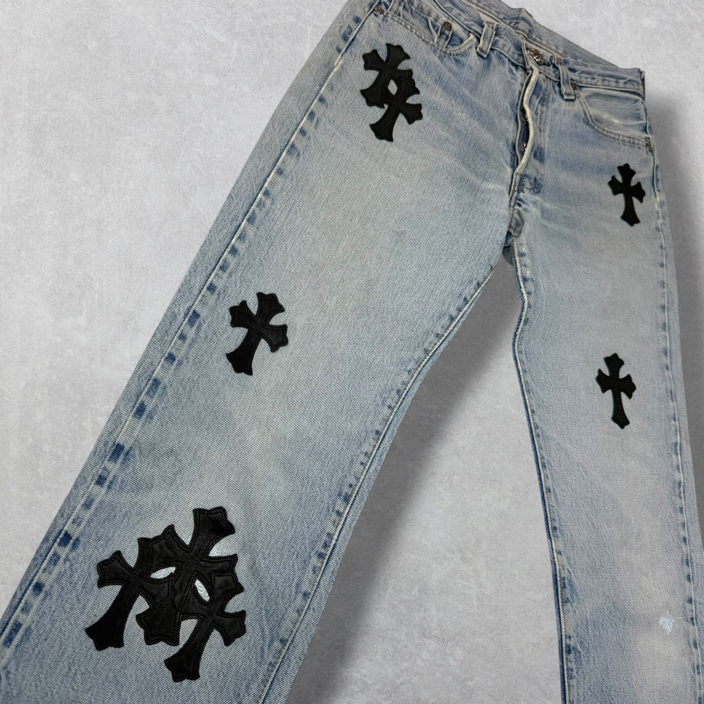 Chrome Hearts Cross Patch Levi's Light Wash Jeans 27