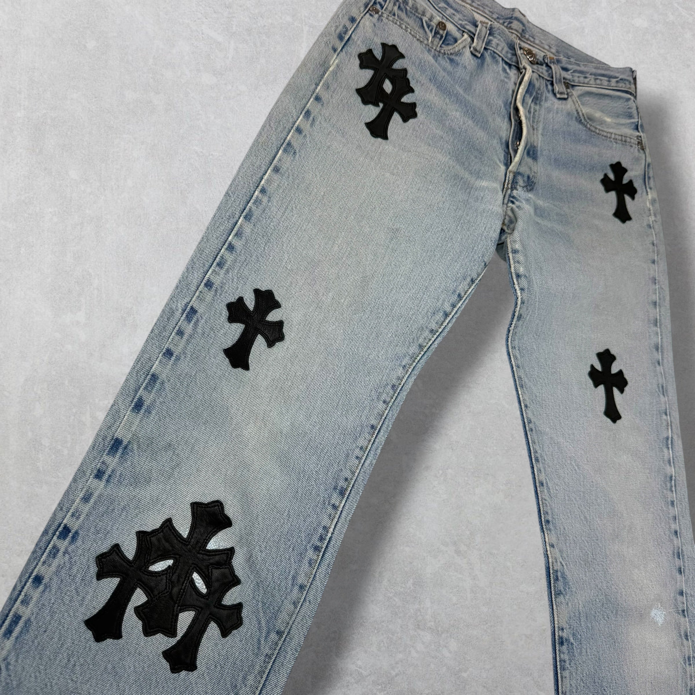 Chrome Hearts Cross Patch Levi's Light Wash Jeans 27