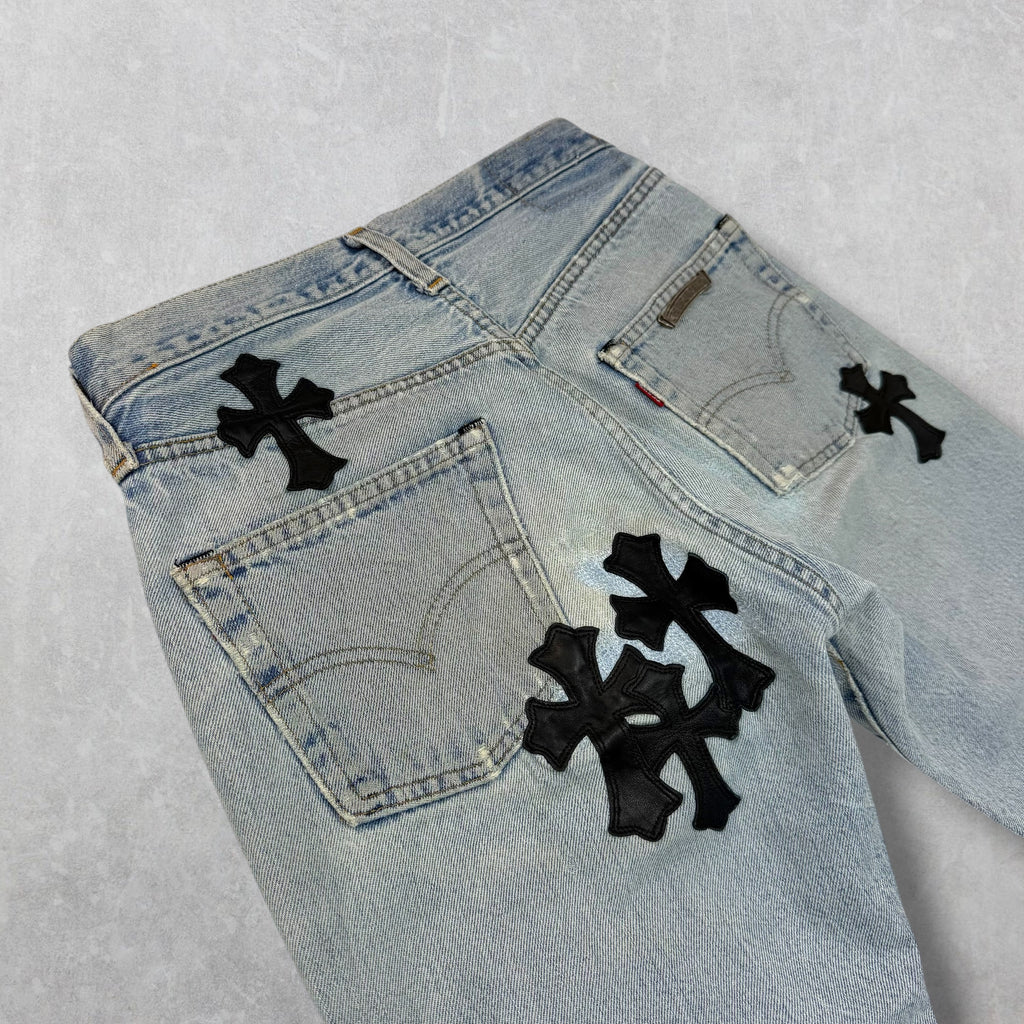 Chrome Hearts Cross Patch Levi's Light Wash Jeans 27