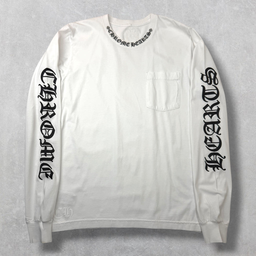 Chrome Hearts Black Neck Logo White L/S M