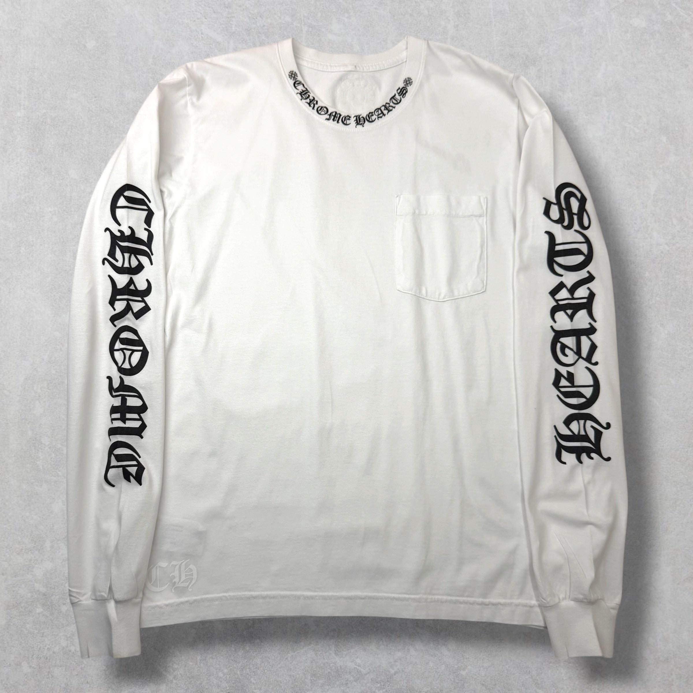Chrome Hearts Black Neck Logo White L/S M