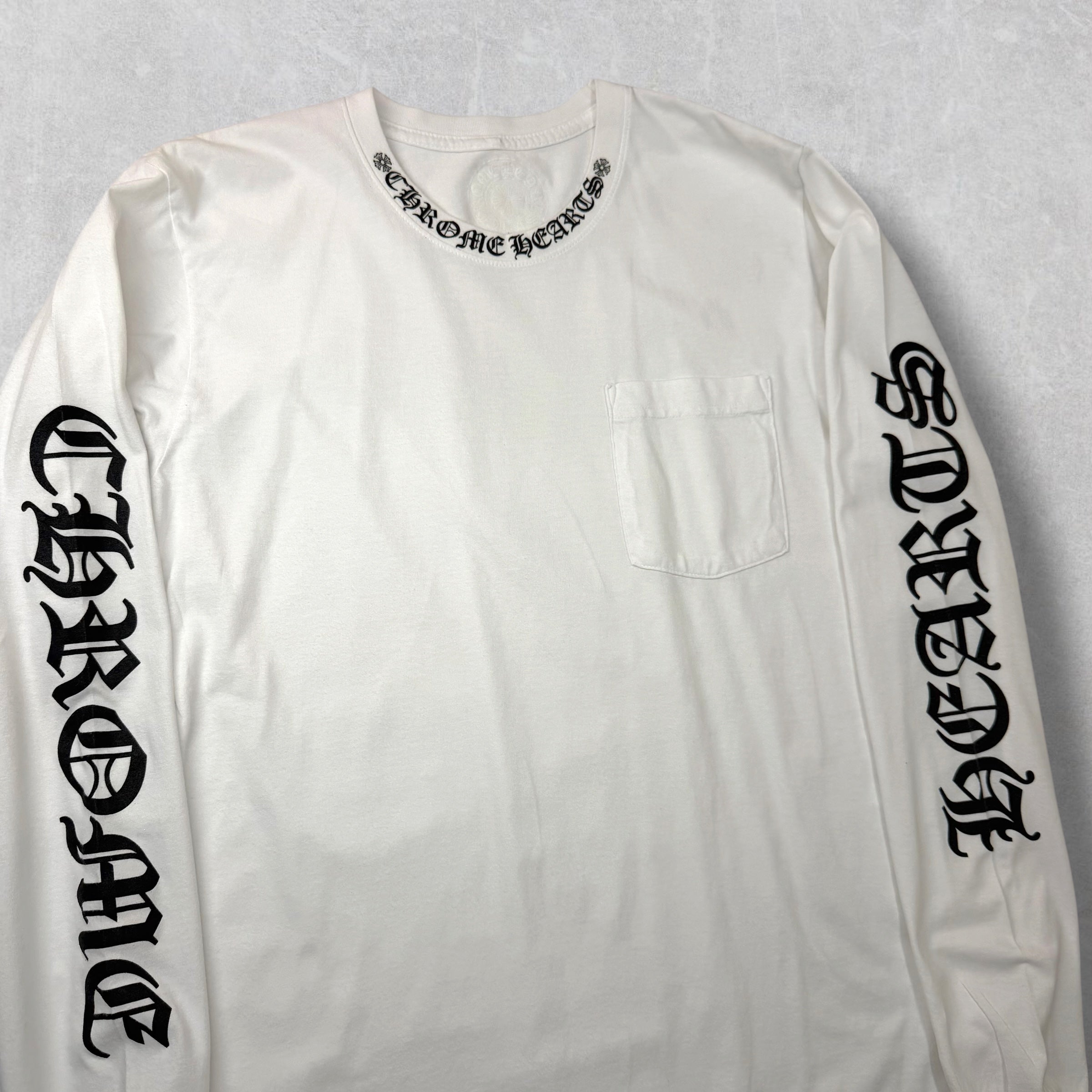 Chrome Hearts Black Neck Logo White L/S M