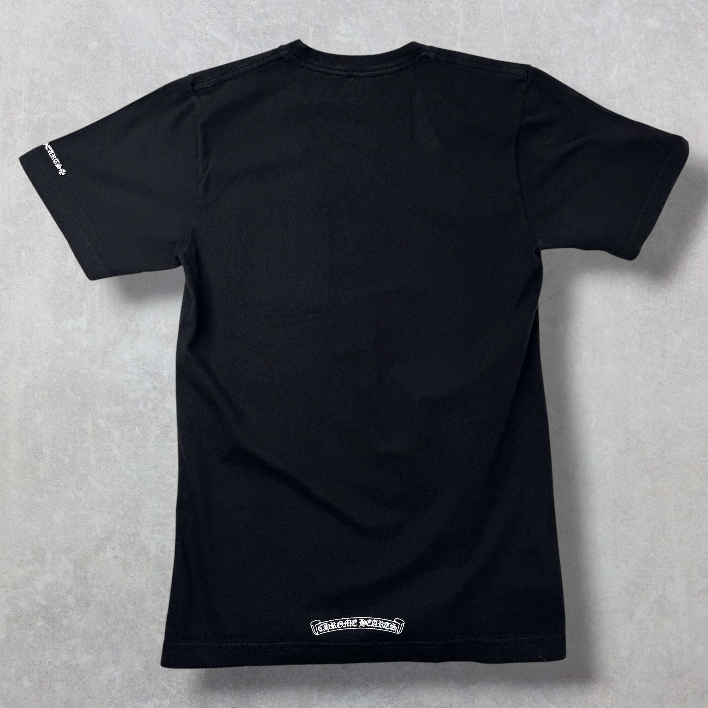 Chrome Hearts White Neck Logo Black Tee S