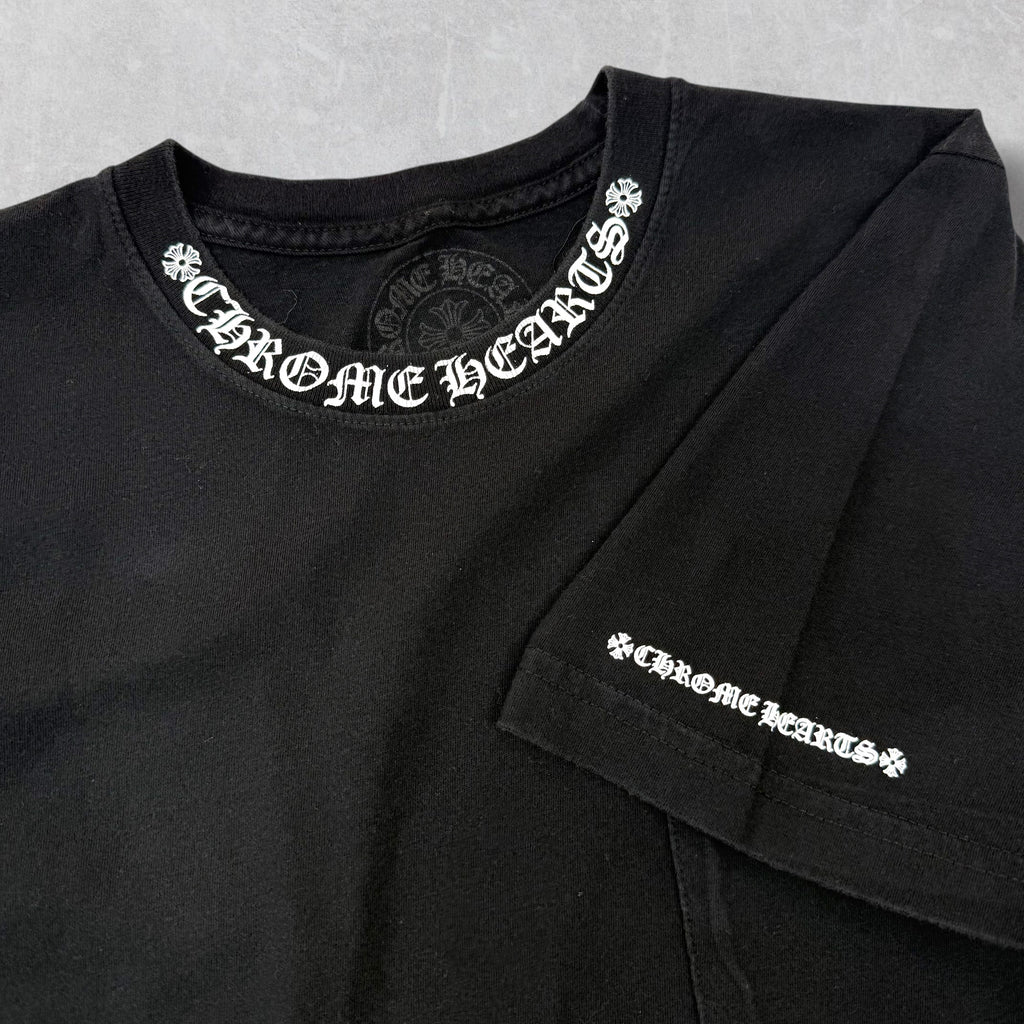Chrome Hearts White Neck Logo Black Tee S
